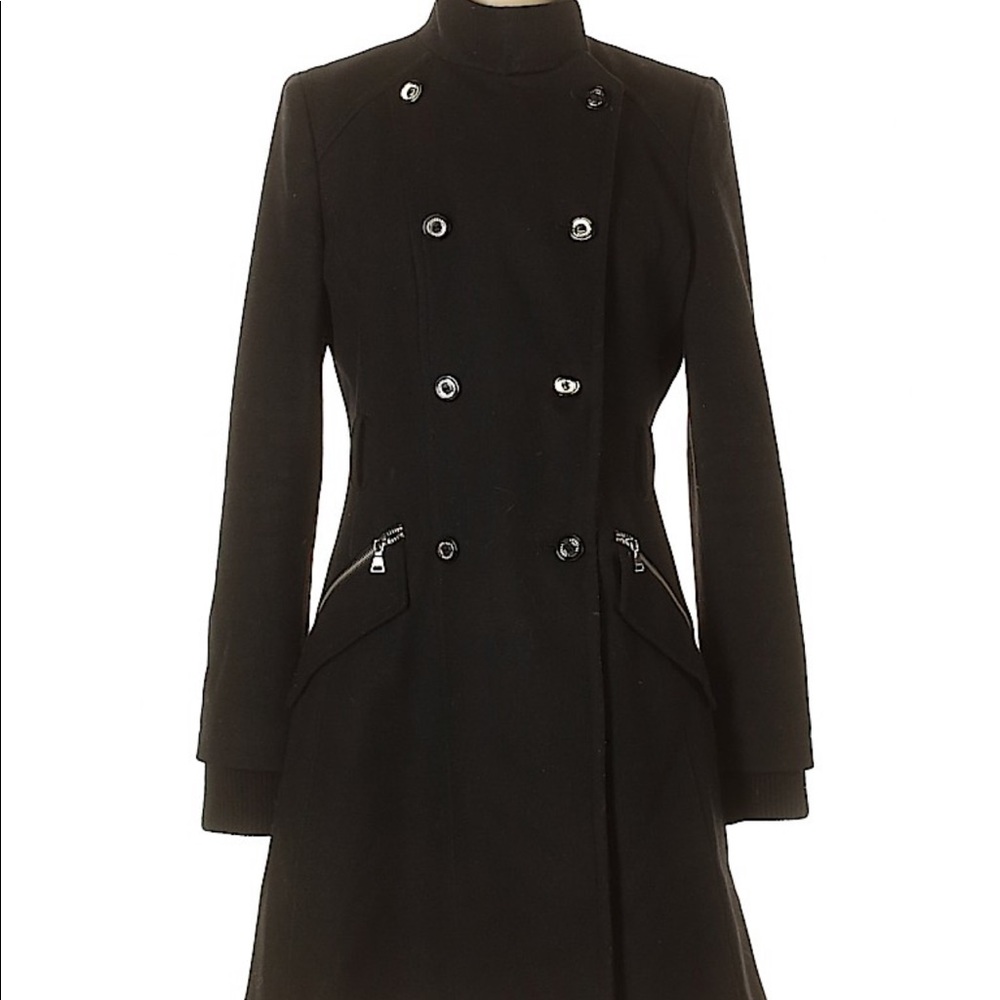 Express black double breasted wool blend trench